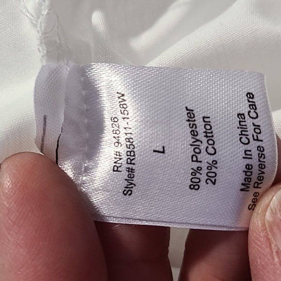 White Blouse Size Large Long Sleeve Tie Waist Cropped Rose Embellished Summer - Picture 7 of 7